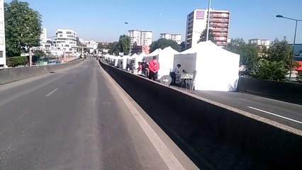 Balade en vélo sur l'échangeur Lamaze de l'A1 à Saint-Denis