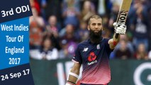 England vs West Indies | 3rd ODI | 24 Sep 2017 | Moeen Ali Smashed 2nd Fastest ODI Ton | Highlights