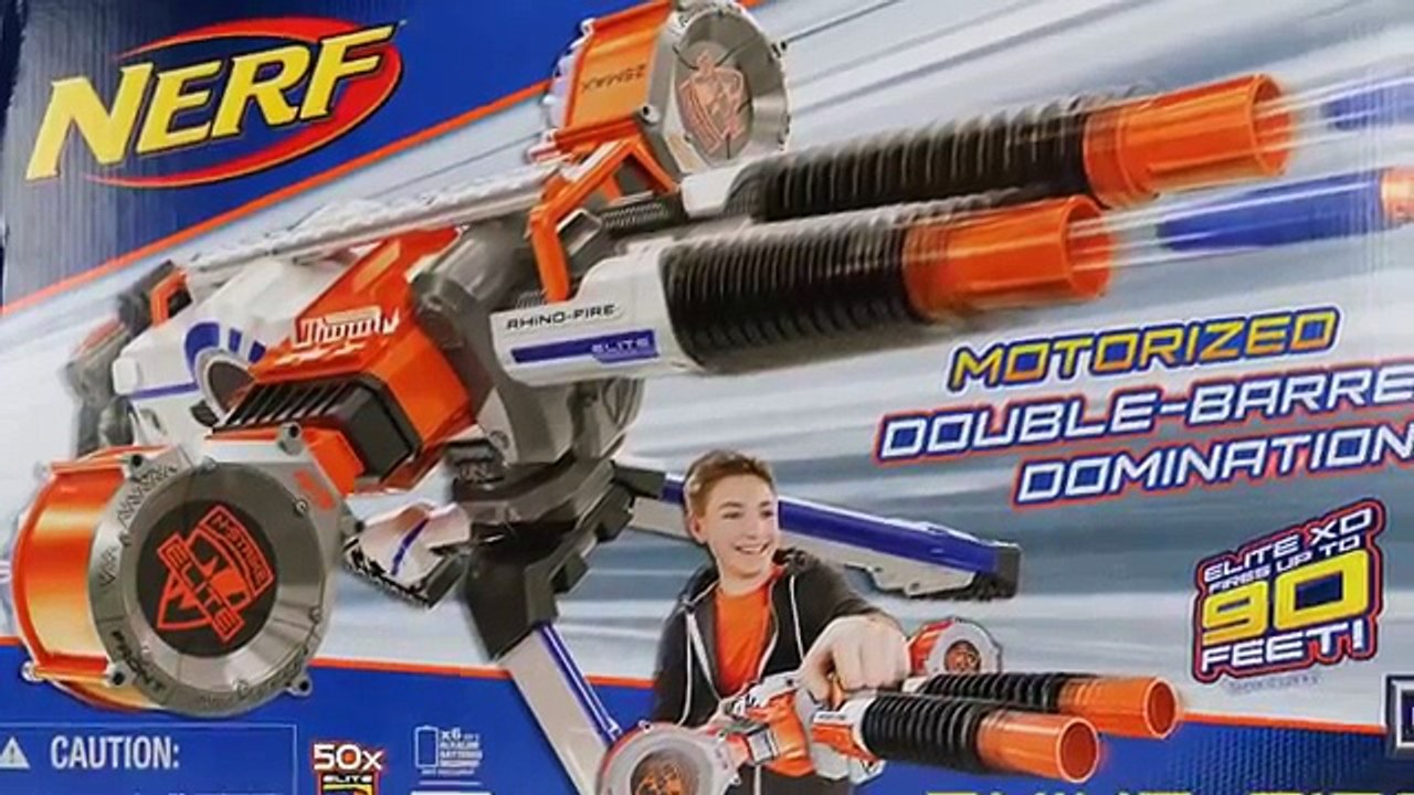 Nerf Rhino Fire Gun Review and Mini War Play - Thank You 100k Subs