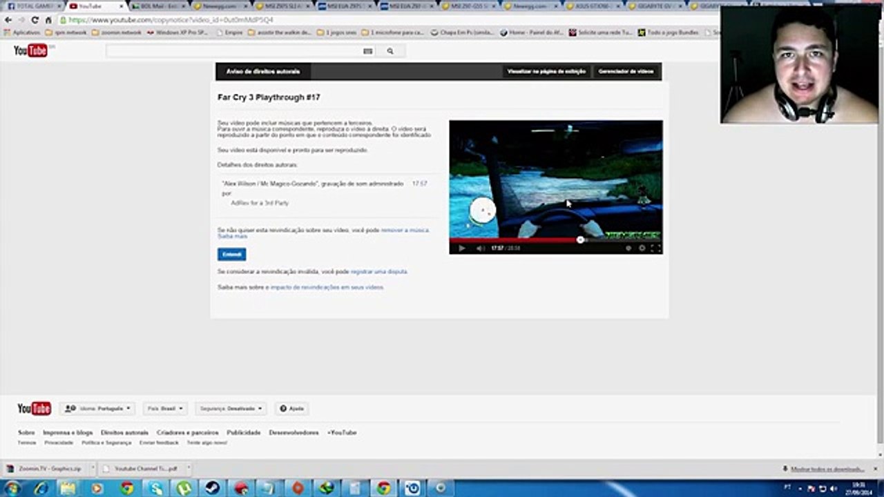 Como tirar o copyright / Direitos autorais / Enviar disputa.