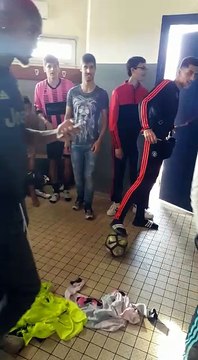 Vestiaire des U19 après leur victoire en Gambardella !