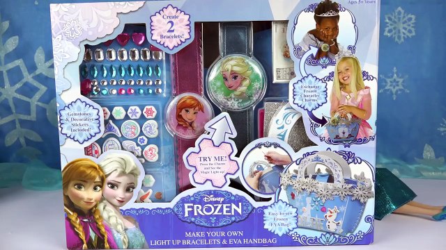 FROZEN LIGHT UP BRACELET & EVA HANDBAG Make Your Own Sew Elsa Anna Olaf Jewels Stickers Activity Toy