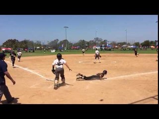 Softball Player Hits And Falls