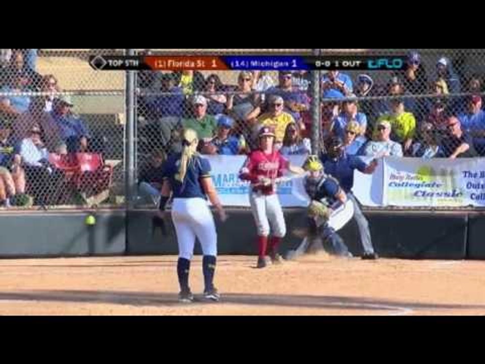 Florida State Softball's Ellie Cooper Gets Hit By Pitch And Goes At Michigan's Megan Betsa
