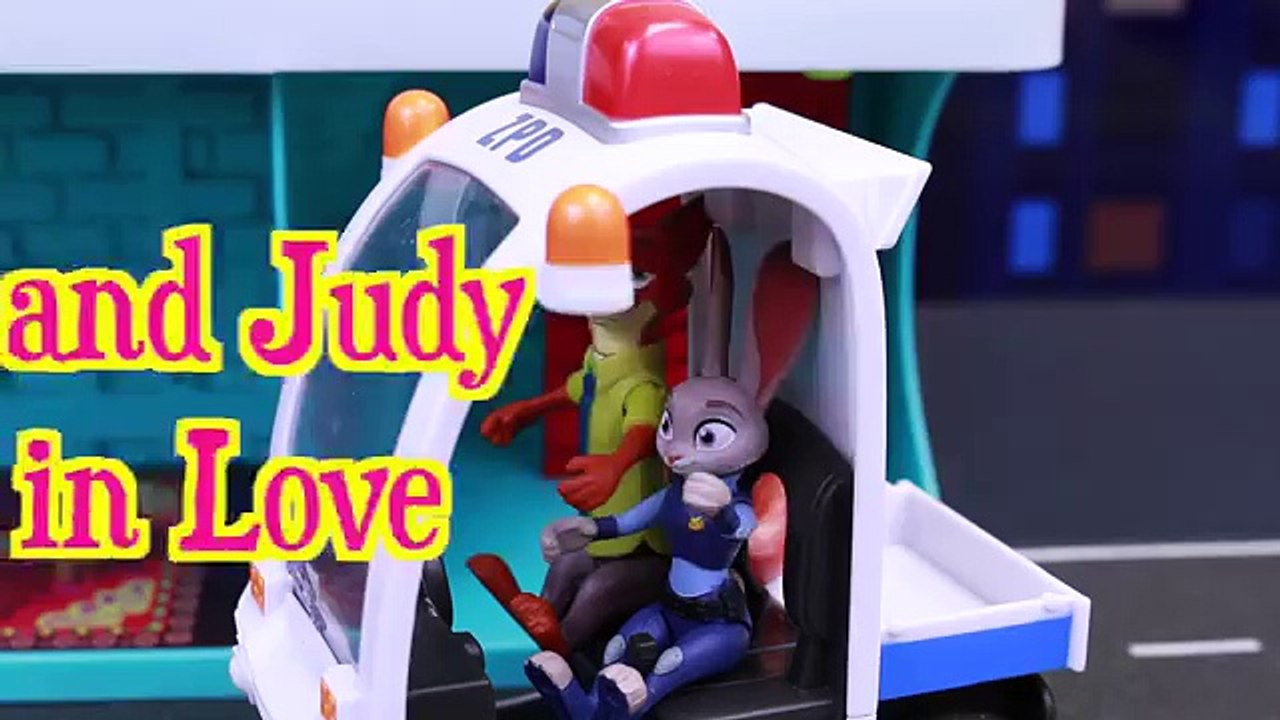 Zootopia Nick & Judy Fall In LOVE ❤❤❤ Disney Zootopia Toys & Movie Parody + Police Station Playset