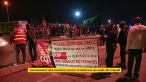 Premiers blocages des routiers contre la réforme du Code du travail