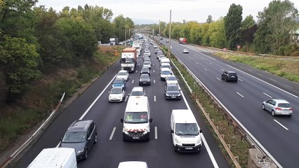 Bouchon à l'entrée sud de Lyon sur l'A7