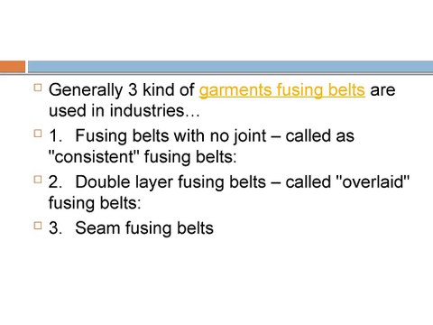 Garments Fusing Belts Types and Specifications