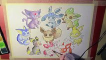 Speed Drawing Pokémon - EEVEE EVOLUTIONS - 50.000 Subscribers Special!