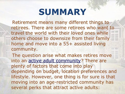 Benefits of Living in an Active Adult Community