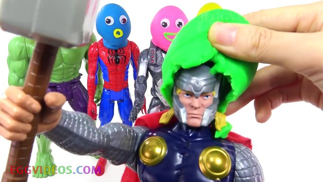 Play Doh Super Hero Learn Colors Video for Children SpiderMan Hulk Finger Family Song Nursery Rhymes