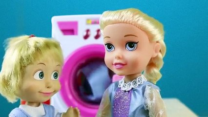 Maşa ve Elsa Çamaşır Makinesi Kullanıyorlar - Maşa Frozen Türkçe Çizgi Filmleri