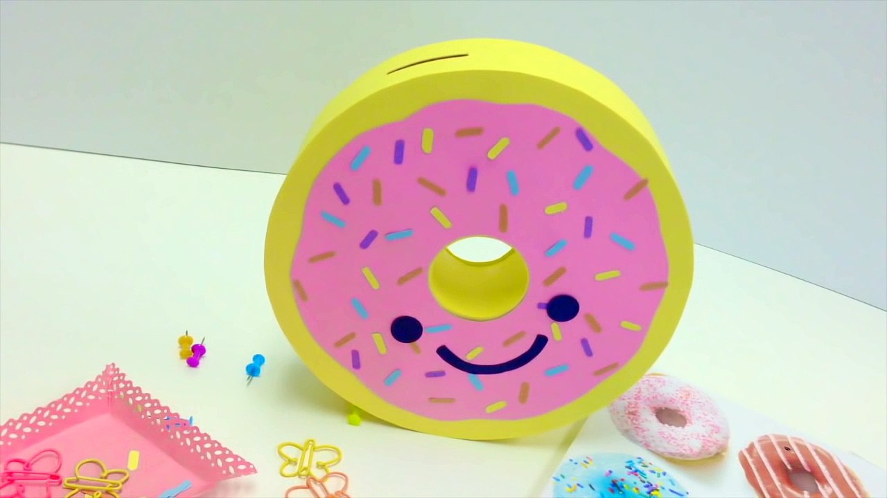 How to make a piggy bank(money box)Donut-DIY Doughnut piggy bank tutorial