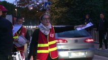 Réforme du travail: action des routiers au port de Gennevilliers