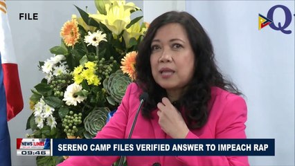 Sereno camp files verified answer to impeach rap