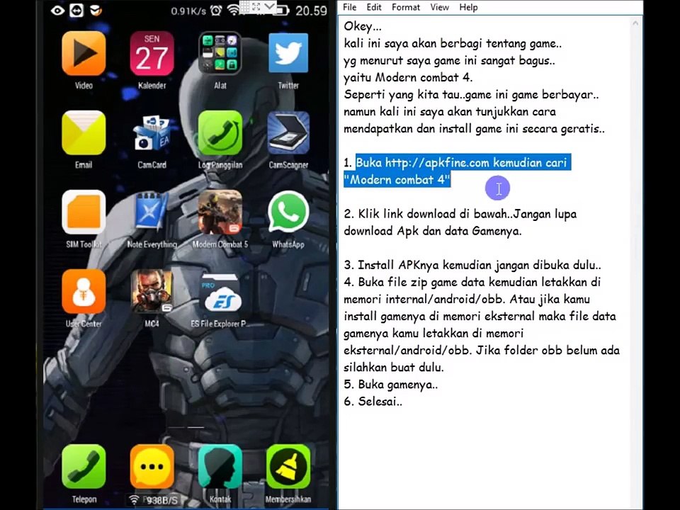 Cara Download dan Install Modern Combat 4 Gratis