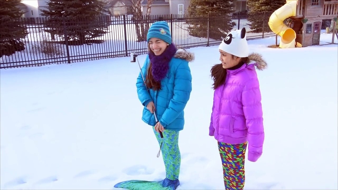 MERMAID Frozen Snow Race | Mermaid Zipline | Extreme Winter Mermaid Challenge