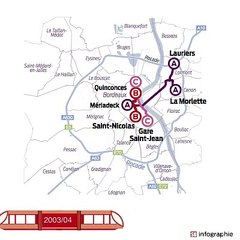 L'évolution des lignes de tram à Bordeaux