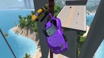 Beamng drive - Double Air bollard Chained cars Crashes