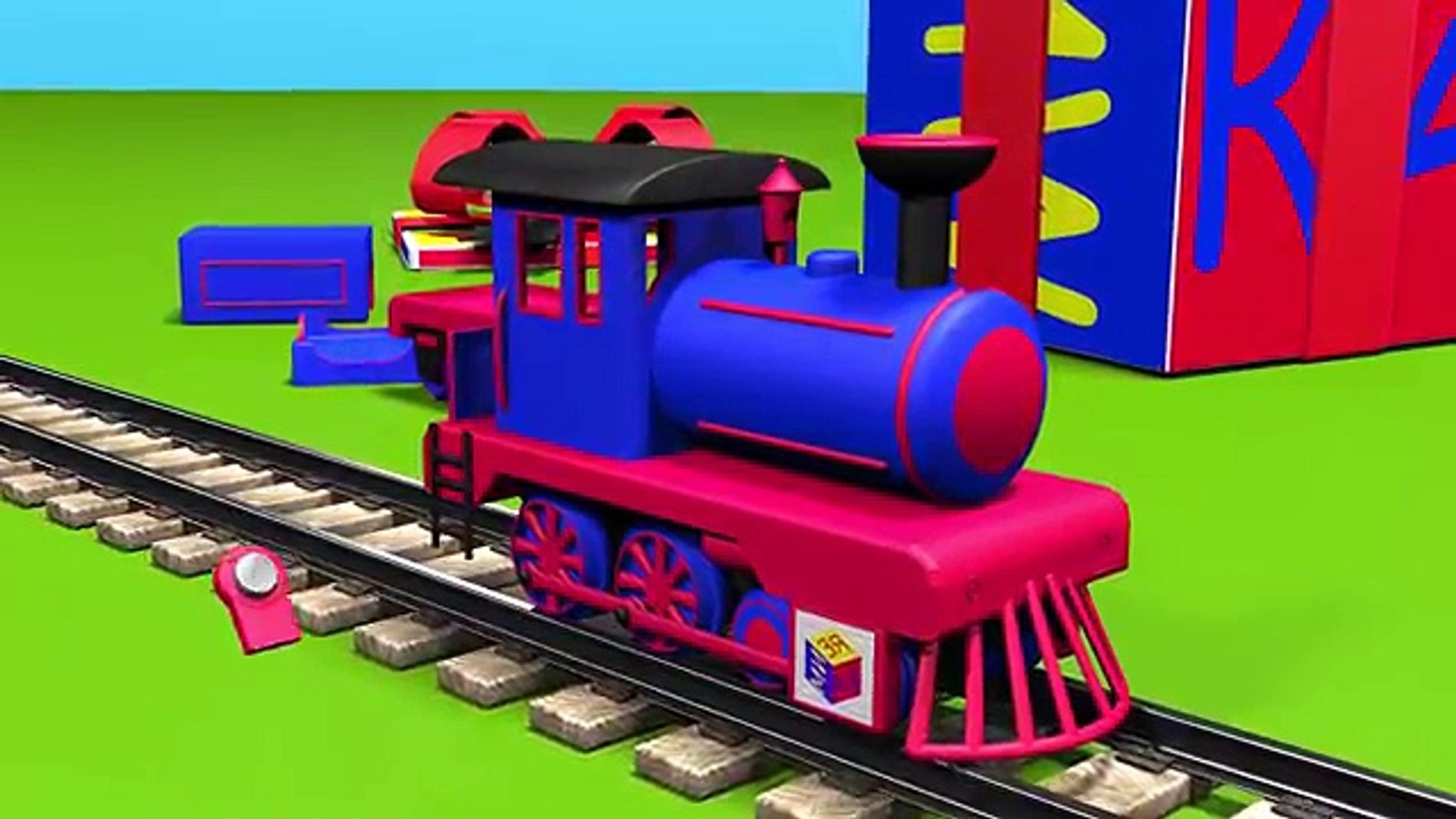 ⁣Trains for children: steam locomotive. Construction game educational cartoon for toddlers