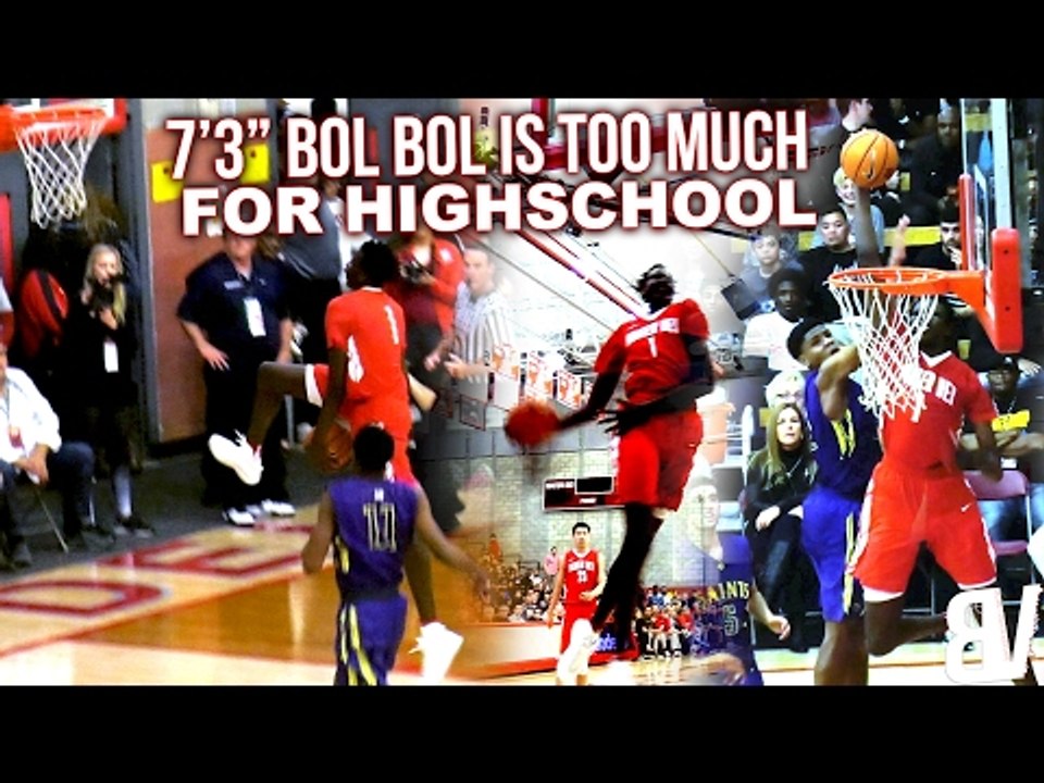 7'2" Bol Bol Barely Has to Jump! EASTBAY + WINDMILL! Dunks/Blocks EVERYTHING! Nike Extravaganza 2017