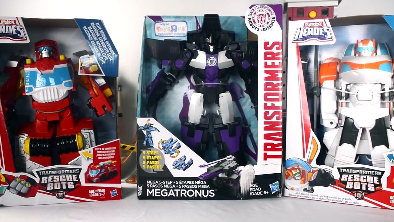 Transformers Robots in Disguise MEGATRONUS 5 Steps Robot, Rescue Bots Copter Crane Blades, Heatwave