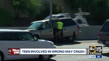 Teen driver involved in wrong-way crash Monday morning