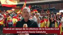 Huelva en apoyo de los efectivos de la Guardia Civil que parten hacia Cataluña