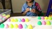 Learning ABC by matching surprise eggs with fridge letter magnets