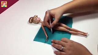 DIY Barbie Doll Batwing Sleeve Dress Tutorial - How To Make Barbie Clothes - Cinderella