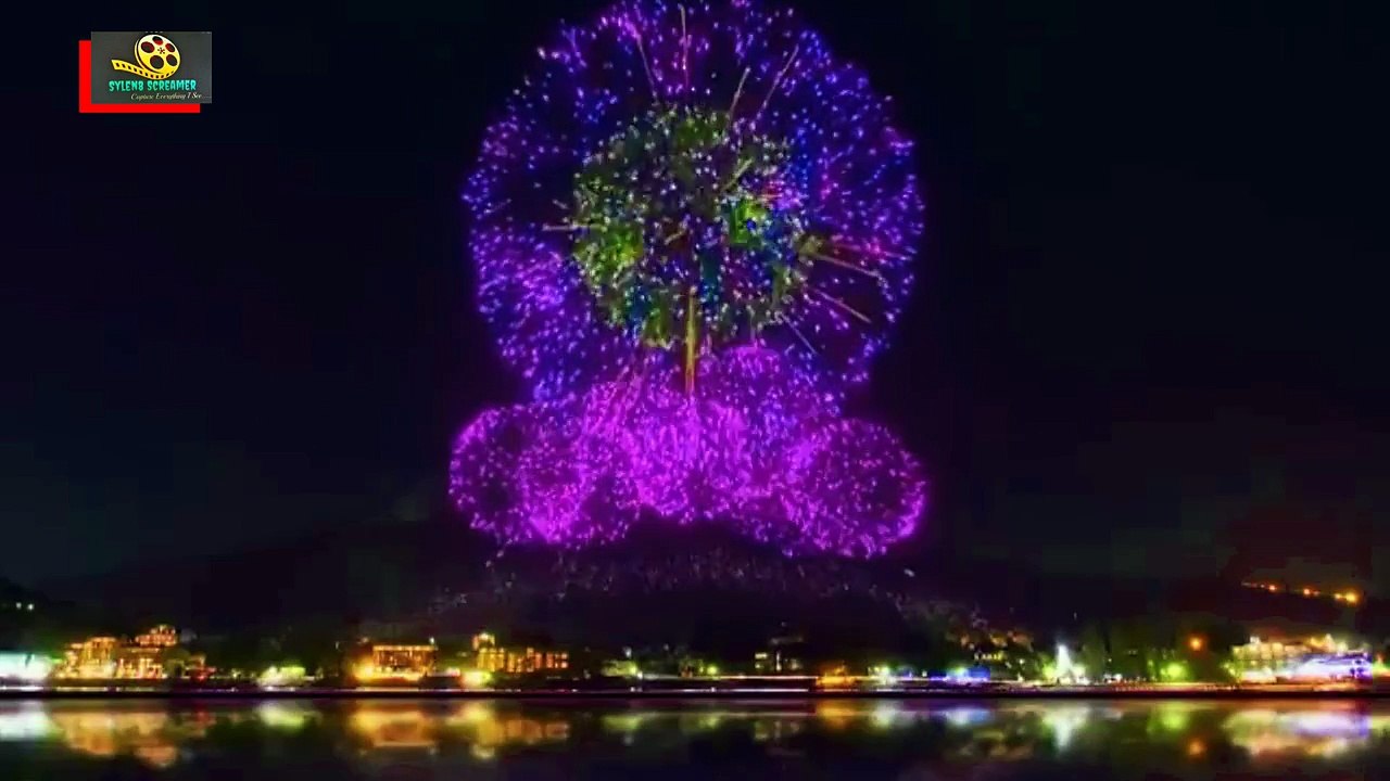 Synchronized and Worlds First Patented  Fireworks at Mount Fuji Japan