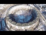 Drone buzzes soviet 70s architecture legend in Moscow