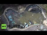 Drone buzzes abandoned Berlin water park infested by rats