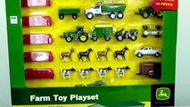 John Deere Toy Playset With Farm Animals, Trucks & Metal Shed Unboxing !!! So Cool