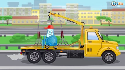 The Yellow Tow Truck helps Cars Friends | Service & Emergency Vehicles Cartoons for children
