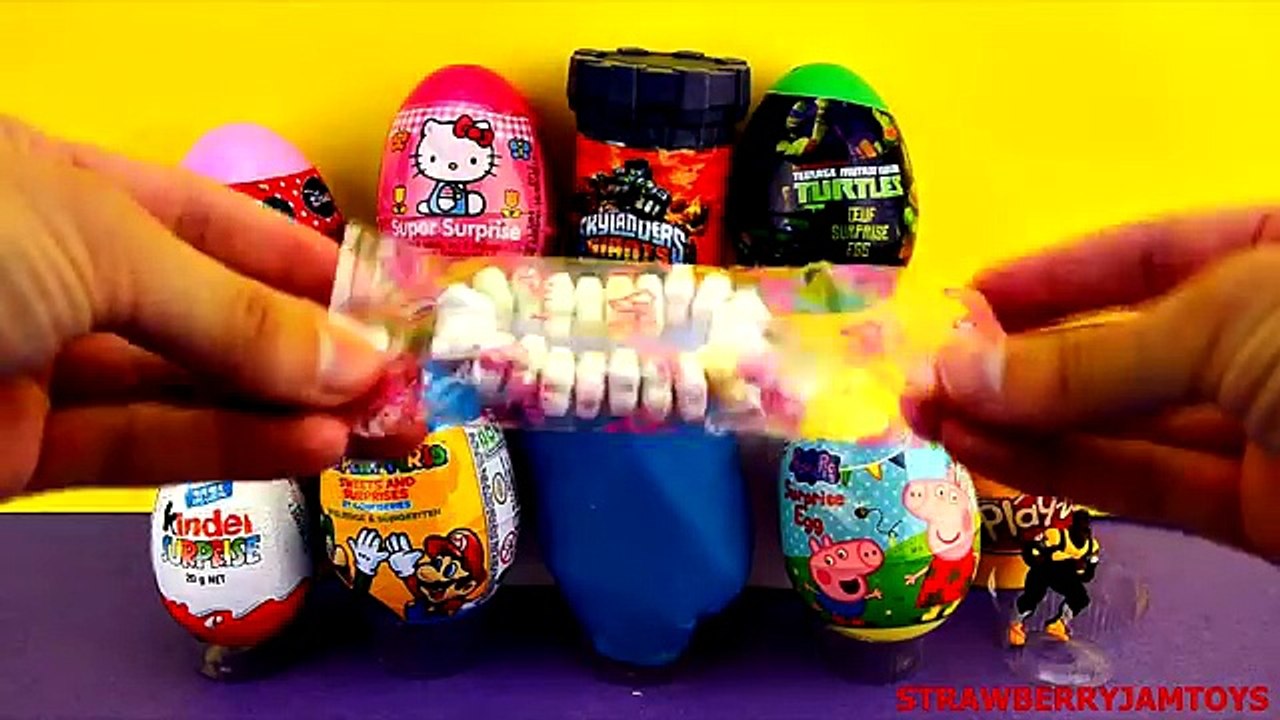 Spiderman Play Doh Frozen Barbie Peppa Pig Kinder Surprise TMNT Surprise Eggs StrawberryJamToys