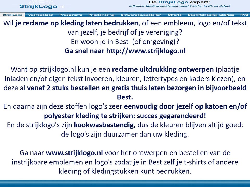Reclame kleding bedrukken Best