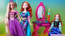 Frozen Anna connects Disney Princess hair play Rapunzel extensions Streaks colorful curls Merida