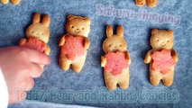 Sakura-Hugging Teddy Bear and Bunny Cookies (Tbsp Measurement Recipe) 桜抱っこくまクッキー - OCHIKERON