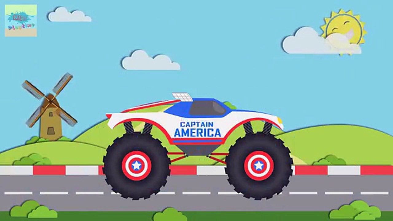 Monster Trucks for Children - Captain America Monster Truck - Nursery Rhymes for Children
