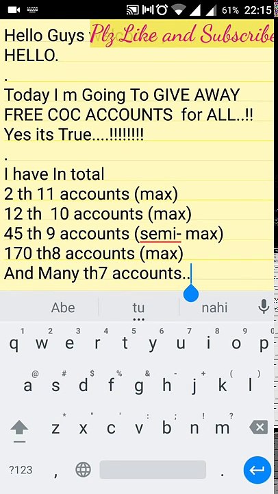 Free coc accounts 2017