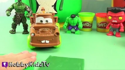 Play-Doh Lego Head HULK Mater + Hulk SMASH Batman! Kinder Egg Surprise By HobbyKidsTV