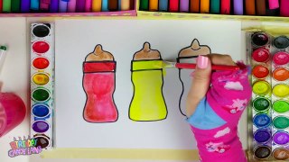 Learn Colors for Kids and Hand Color Baby Bottle Coloring Pages