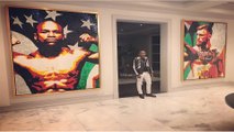 Floyd Mayweather Hangs Portrait of Conor McGregor on His Wall