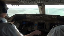 Cockpit Boeing 747-400F, Great Landing at the new Abu-Dhabi