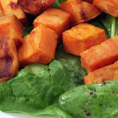 Spinach Salad with Roasted Sweet Potatoes