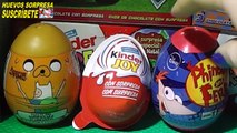3 huevos sorpresa Hora de Aventura, Phineas y Ferb y Kinder Joy. huevos sorpresa en español