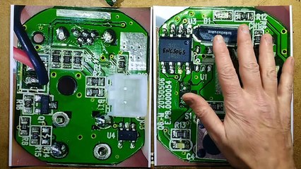 Inside a Q6M rechargeable LED camping light.