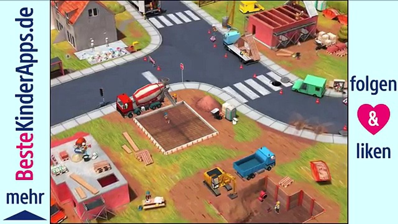 Kleine Bauarbeiter App - Baustellen Spiel für Kinder mit Bagger & Kran