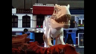 Jurassic world t rex and blue vs indominus rex scene in lego version 2